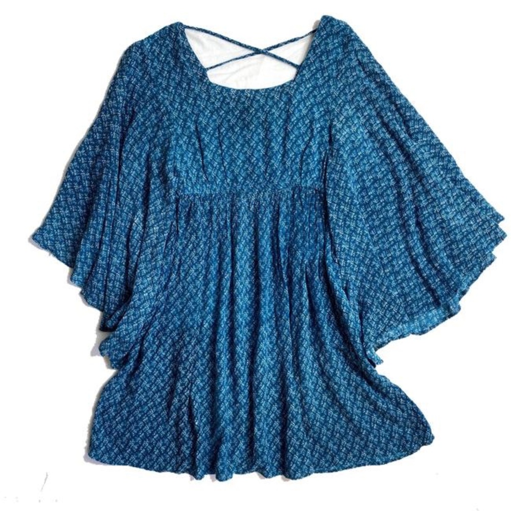 EARTHBOUND Blue Flowy Kimono Dress